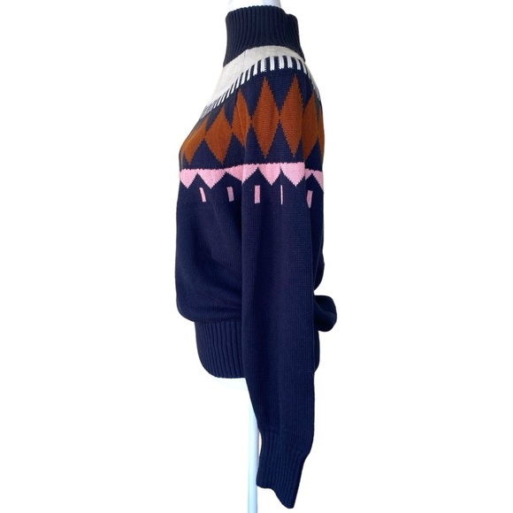 Free Assembly Fair Isle Sweater Womens Large Navy Blue Midweight - Picture 4 of 14